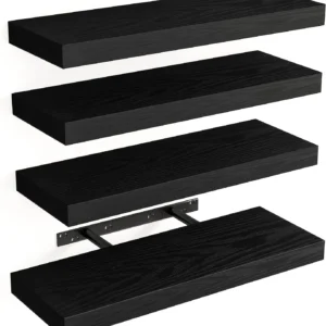 Rustic Wood Floating Wall Shelves Set of 4