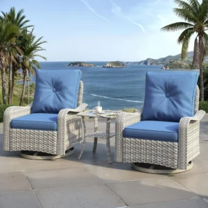 3pc Swivel Rocker Wicker Patio Set