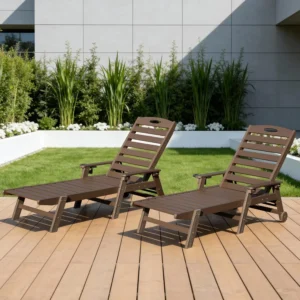 Adjustable HDPE Outdoor Chaise Lounge Chair Set